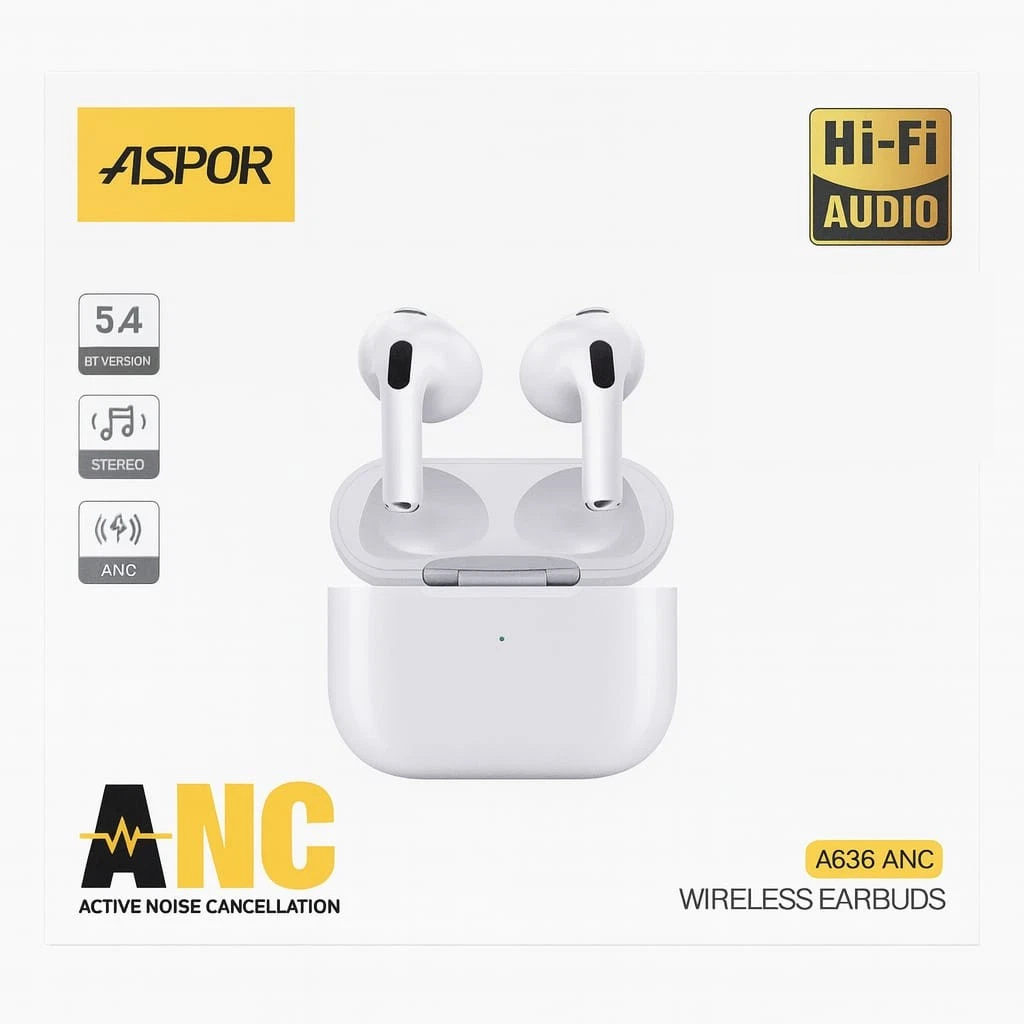 Écouteurs sans fil ASPOR A636 ANC Bluetooth 5.4, Réduction de bruit active – Image 2